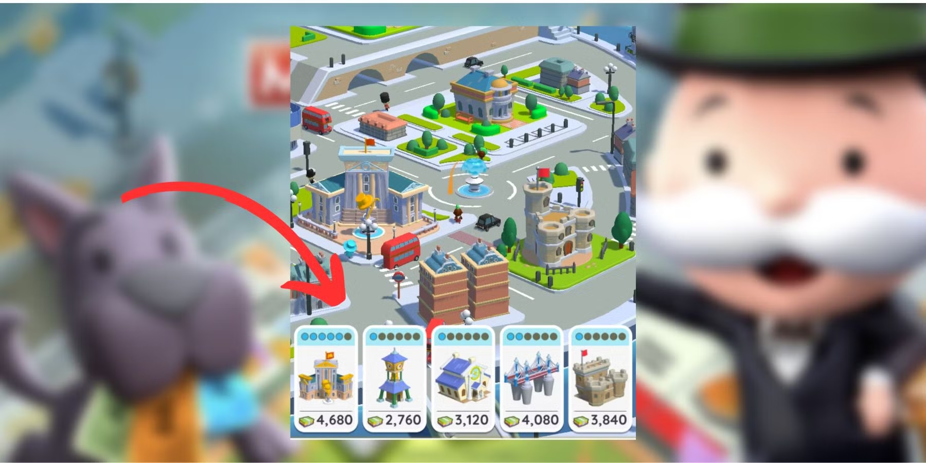 Monopoly Go landmark upgrade in game